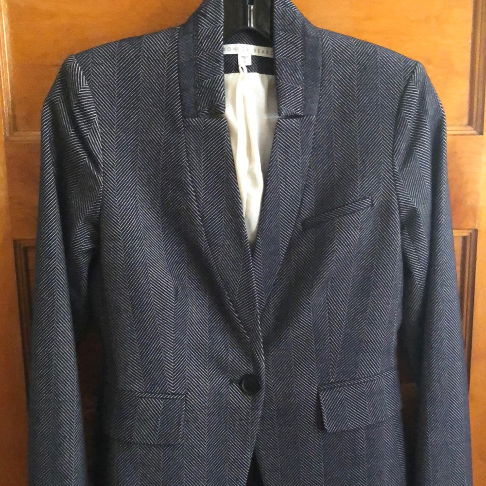 Veronica Beard Navy Herringbone Blazer